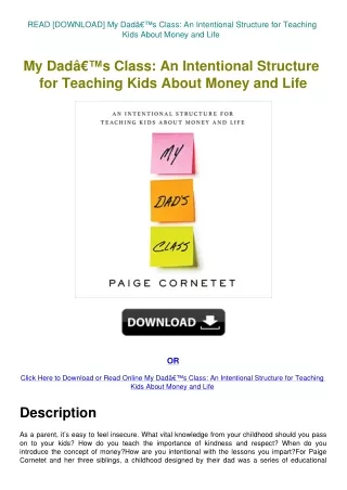 READ [DOWNLOAD] My DadÃ¢Â€Â™s Class An Intentional Structure for Teaching Kids A