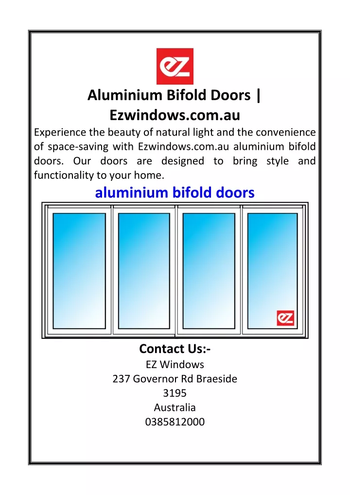 aluminium bifold doors ezwindows