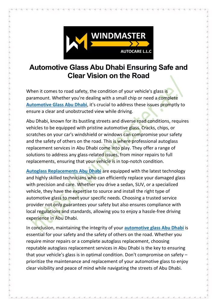 automotive glass abu dhabi ensuring safe