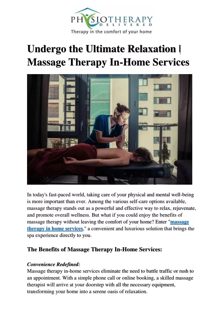 undergo the ultimate relaxation massage therapy
