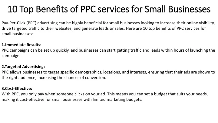 10 top benefits of ppc services for small businesses