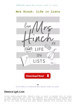 DOWNLOAD eBook Mrs Hinch Life in Lists