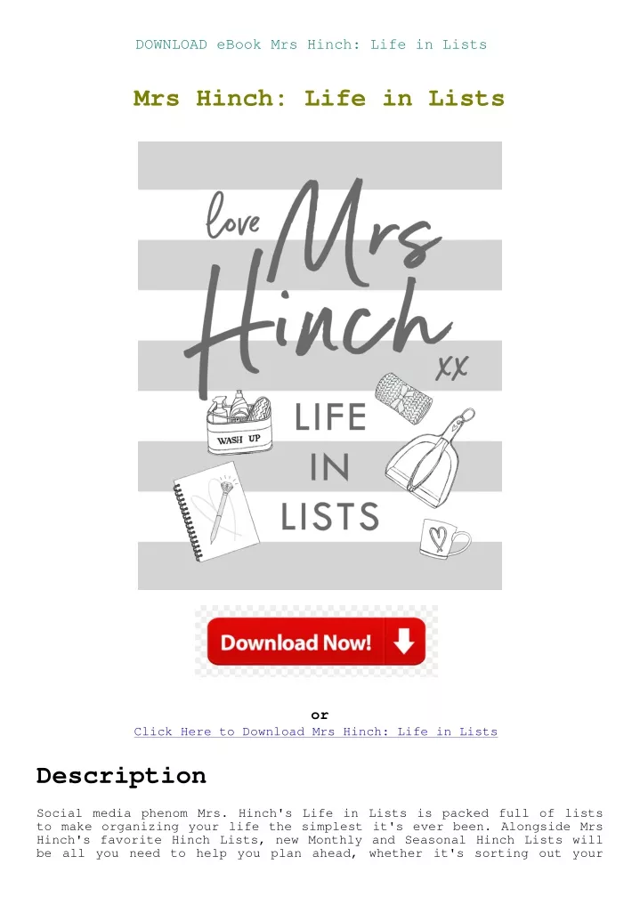 download ebook mrs hinch life in lists