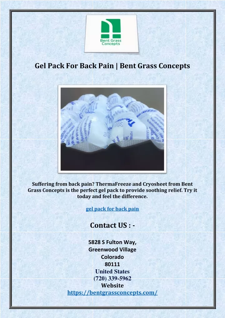 gel pack for back pain bent grass concepts