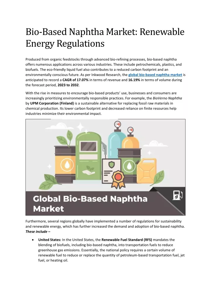 bio based naphtha market renewable energy