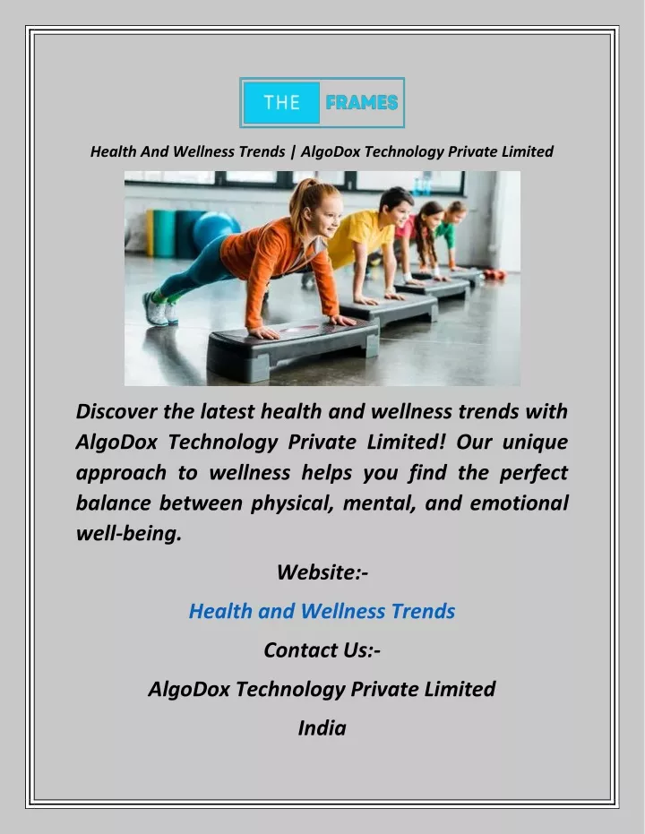 health and wellness trends algodox technology