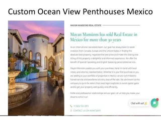Custom Ocean View Penthouses Mexico