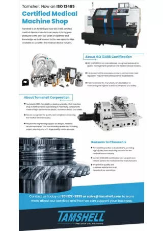 Infographic About Certified Medical Machine Shop Tamshell Precision Machining