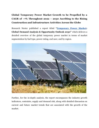 global temporary power market growth