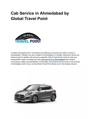 Cab Service in Ahmedabad by Global Travel Point