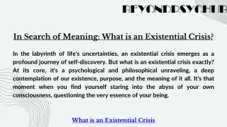 In Search of Meaning: What is an Existential Crisis?