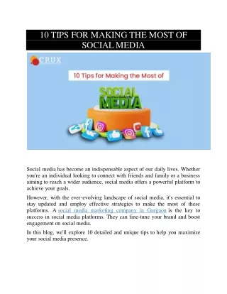 10 TIPS FOR MAKING THE MOST OF SOCIAL MEDIA