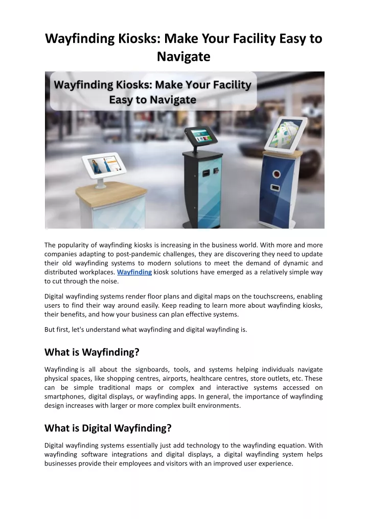 wayfinding kiosks make your facility easy