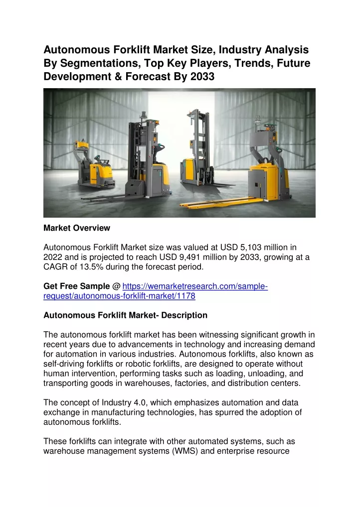 autonomous forklift market size industry analysis