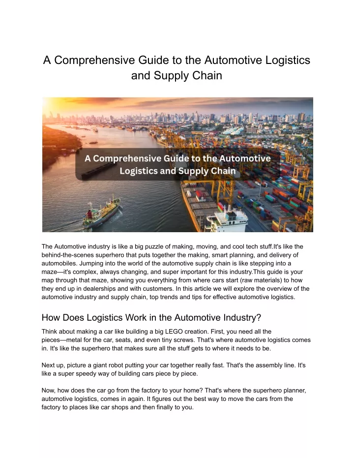 a comprehensive guide to the automotive logistics