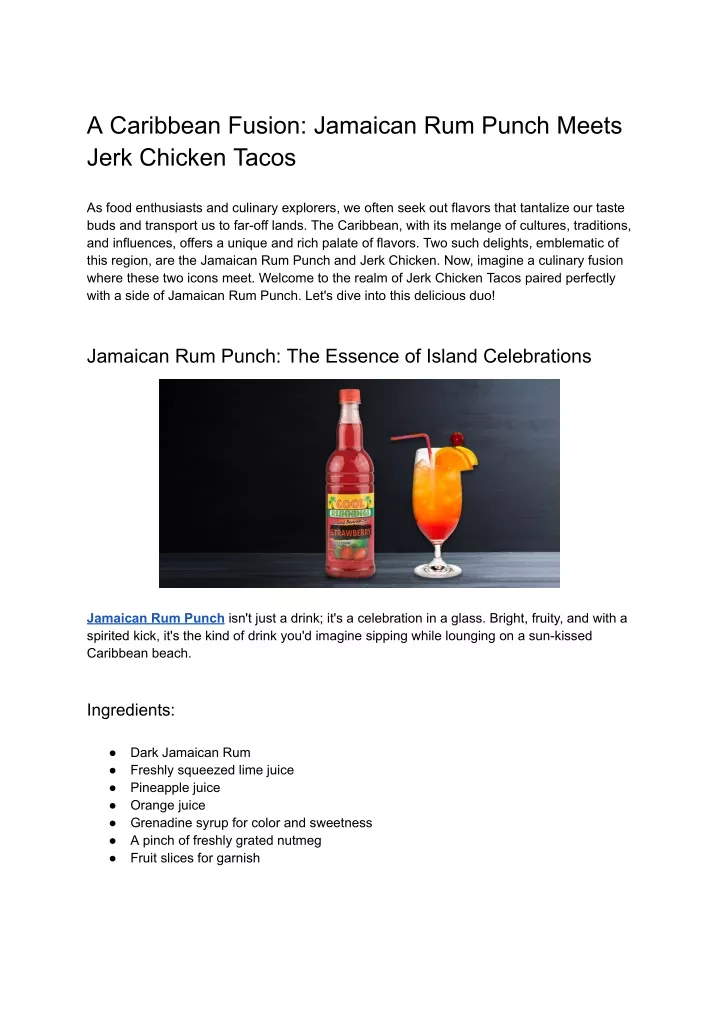 a caribbean fusion jamaican rum punch meets jerk