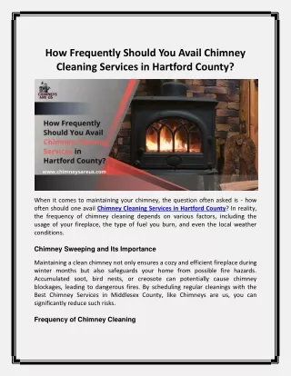 How Frequently Should You Avail Chimney Cleaning Services in Hartford County