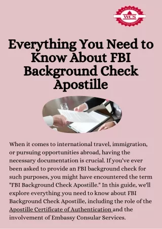 Everything You Need to Know About FBI Background Check Apostille
