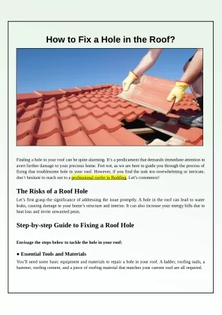 What Are the Steps for Fixing a Roof Hole?