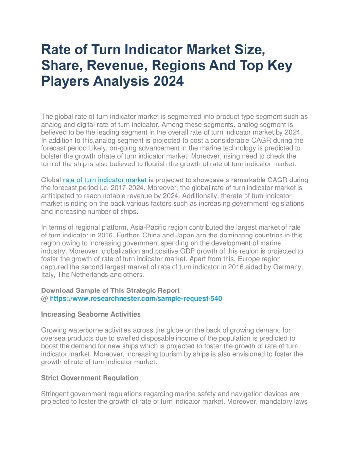 rate of turn indicator market size share revenue