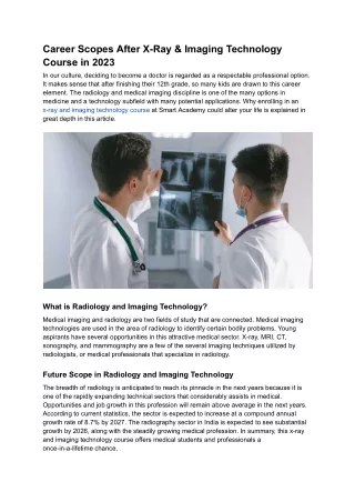 Career Scopes After X-Ray & Imaging Technology Course in 2023