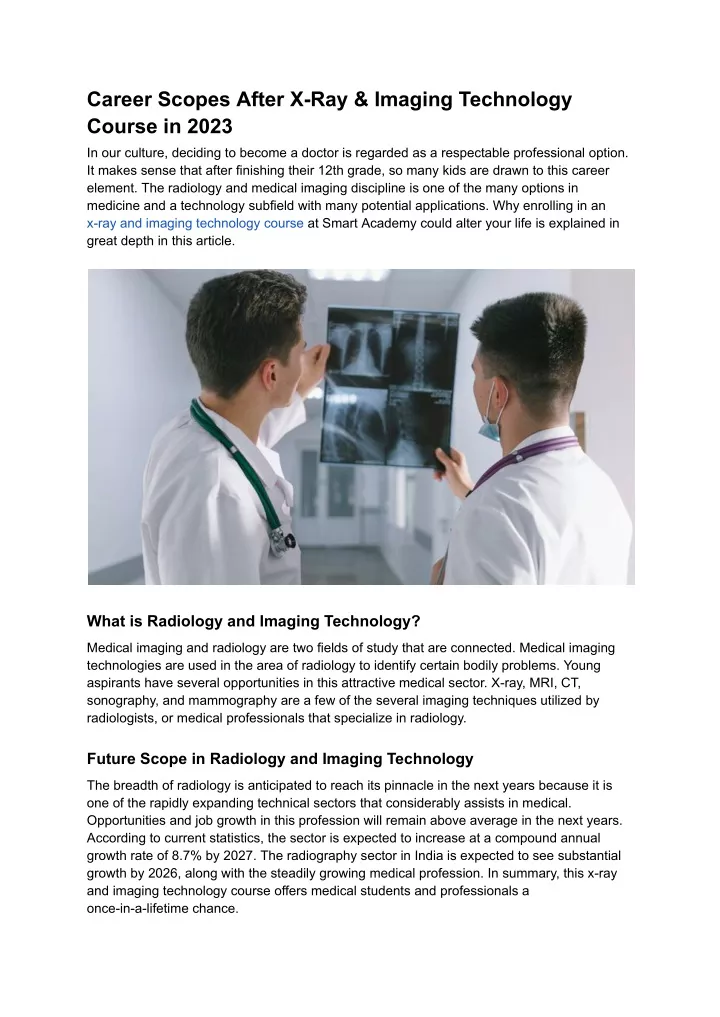 career scopes after x ray imaging technology
