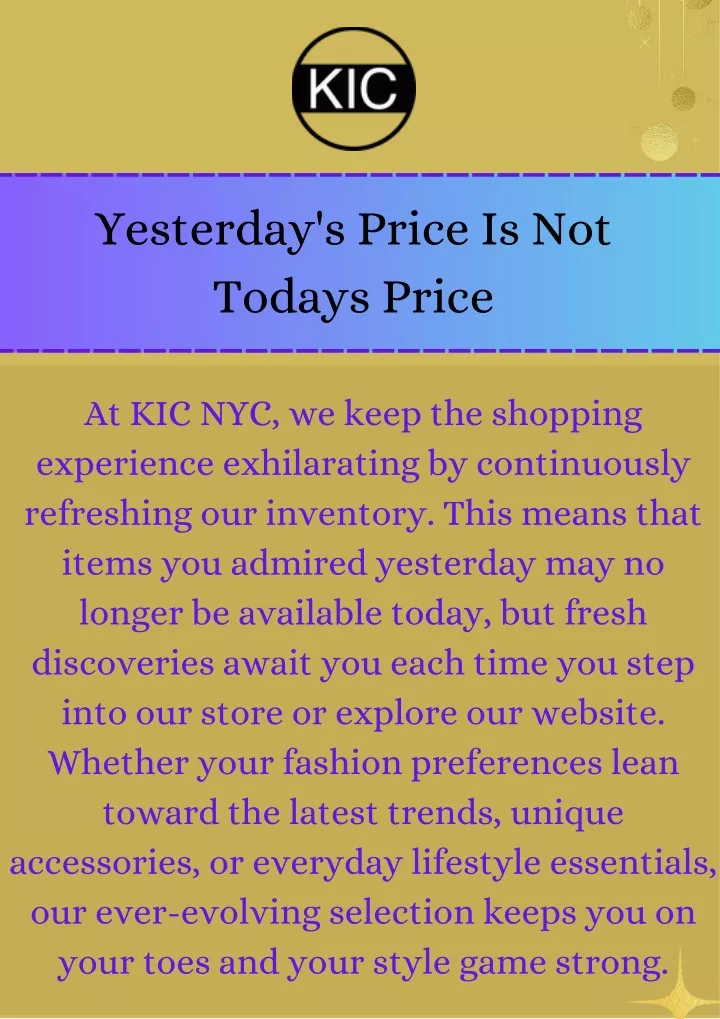 yesterday s price is not todays price