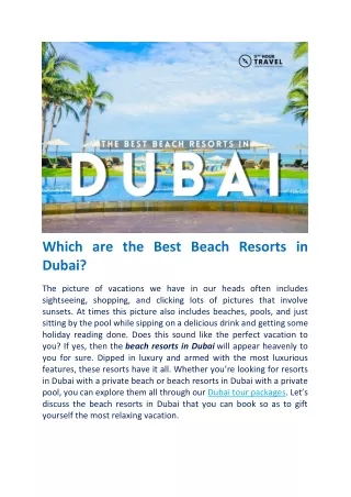 Beach Resorts in Dubai | 11th Hour Travel