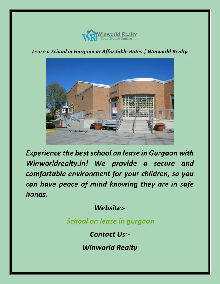 lease a school in gurgoan at affordable rates