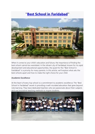 Best School in Faridabad-Grand Columbus International School, Sector 16A