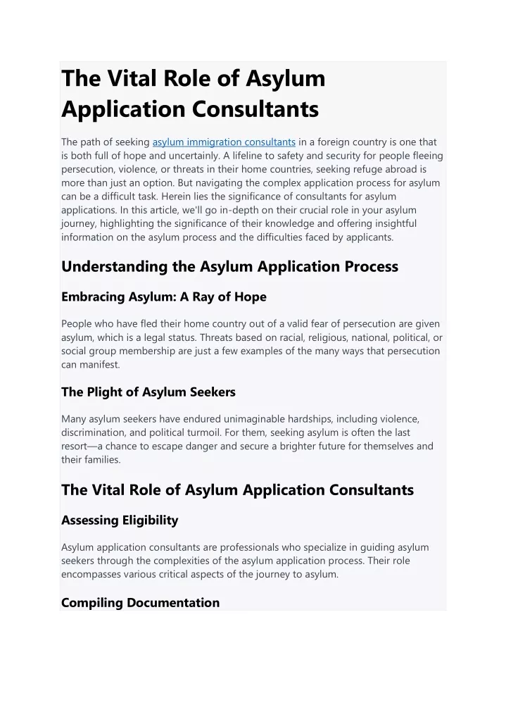the vital role of asylum application consultants