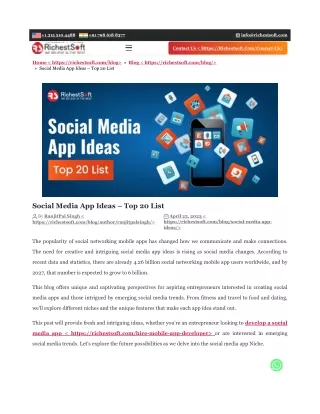 Social Media App Ideas – Top 20 List