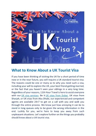 What is a UK Tourist Visa | 11th Hour Travel