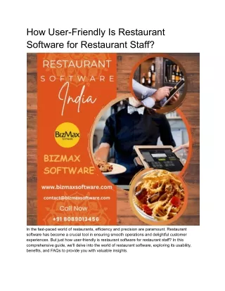 How User-Friendly Is Restaurant Software for Restaurant Staff