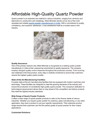 Affordable High-Quality Quartz Powder