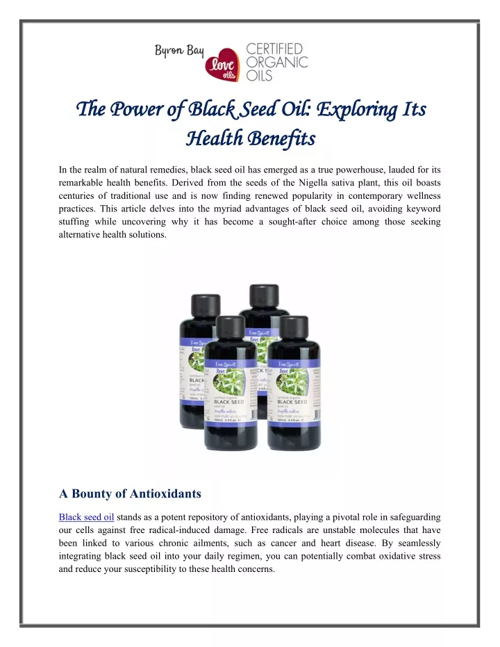 the power of black seed oil exploring its health