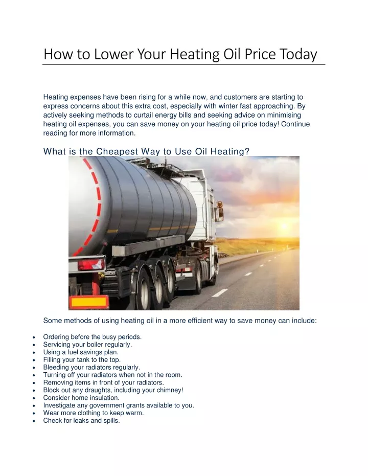 how to lower your heating oil price today