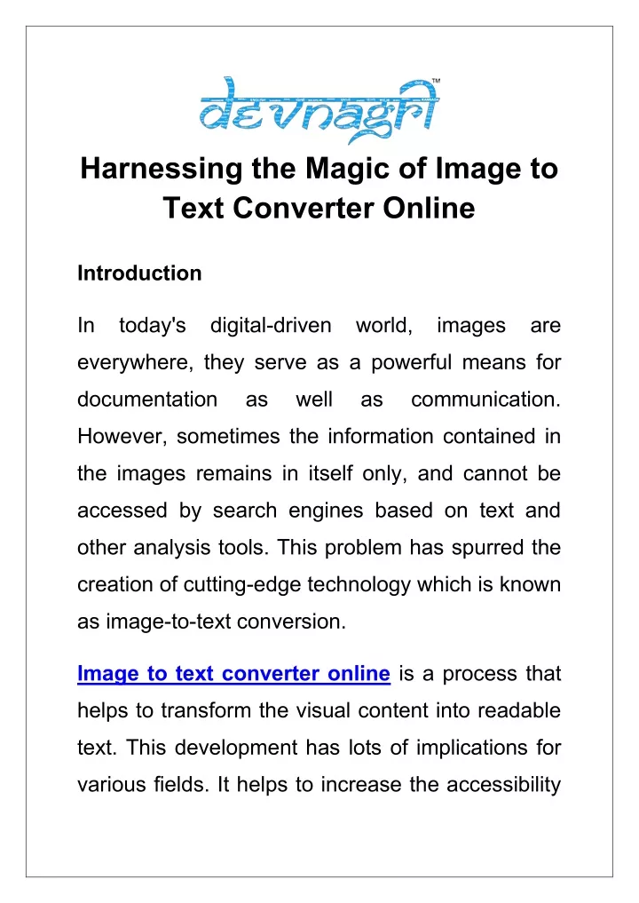 harnessing the magic of image to text converter