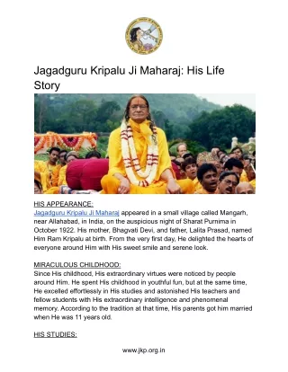 Jagadguru Kripalu Ji Maharaj_ His Life Story