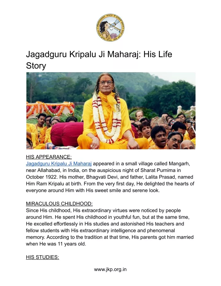 jagadguru kripalu ji maharaj his life story
