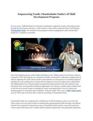 Empowering Youth: Chandrababu Naidu's AP Skill  Development Program