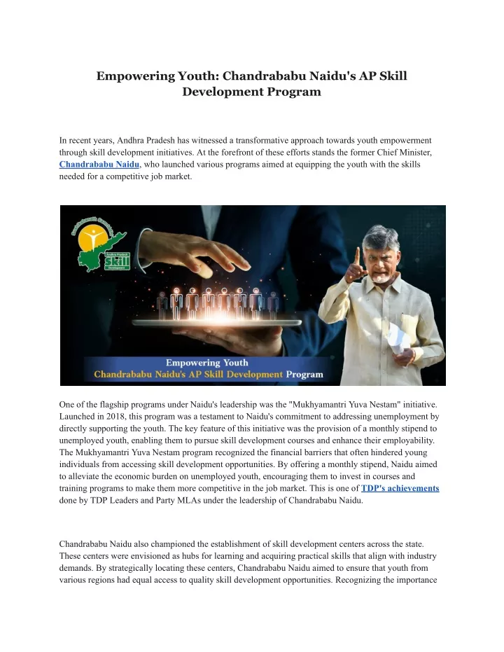 empowering youth chandrababu naidu s ap skill