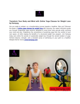 Online Yoga Classes for Weight Loss