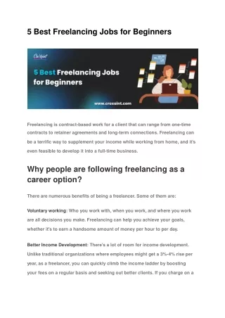 5 best freelancing jobs for beginners