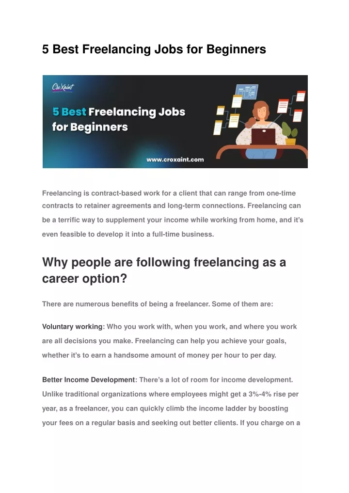 5 best freelancing jobs for beginners