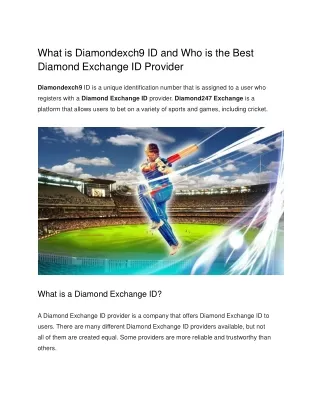 What is Diamondexch9 ID and Who is the Best Diamond Exchange ID Provider