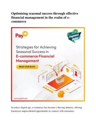 Optimizing seasonal success through effective financial management in the realm of e