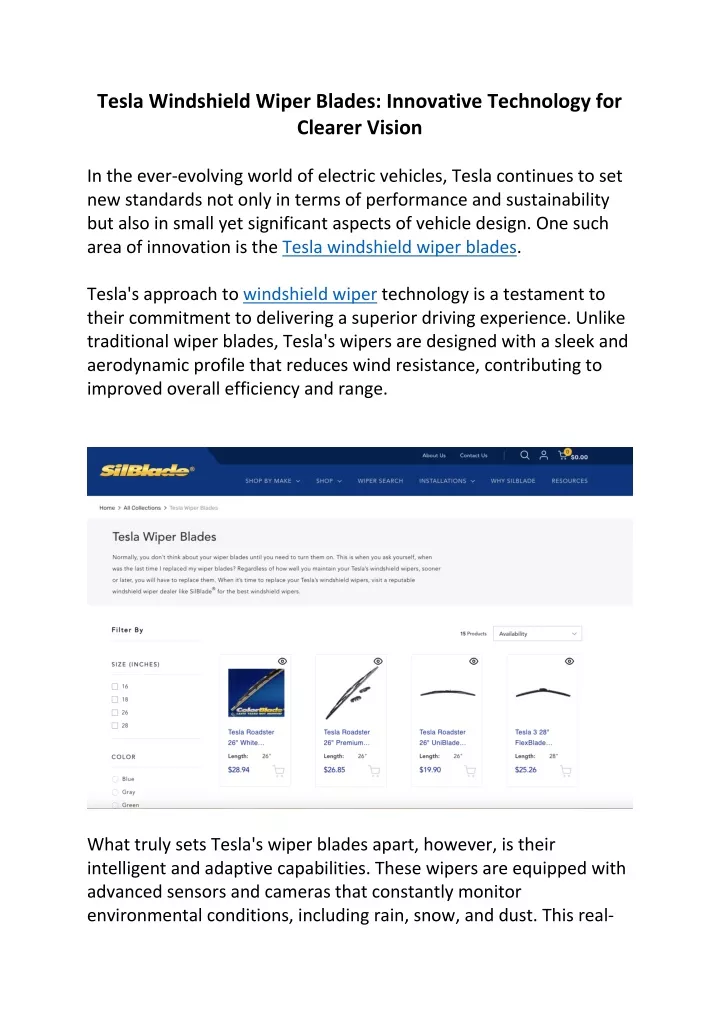 tesla windshield wiper blades innovative