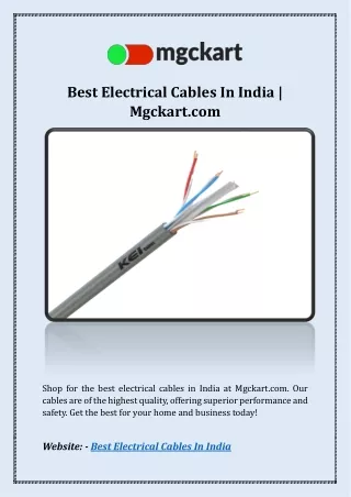 Best Electrical Cables In India | Mgckart