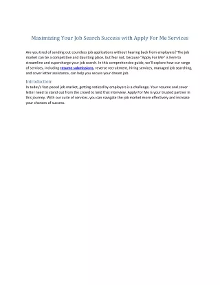 Maximizing Your Job Search Success with Apply For Me Services